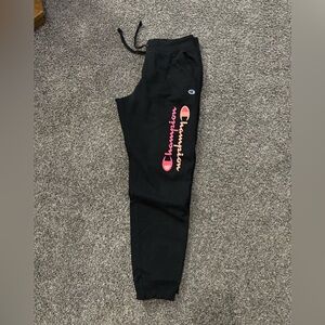 Champion Black Joggers with Pink Logo